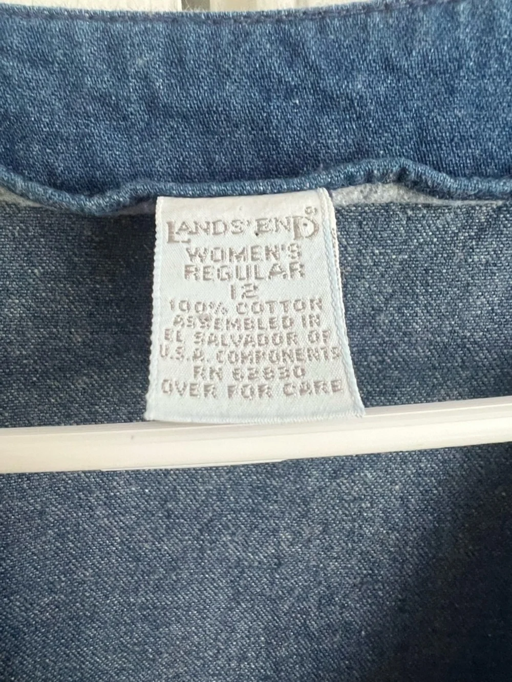 Vintage Lands’ End Blue Denim Sleeveless Button Down Elastic Waist Midi Dress 12 - Picture 3 of 9
